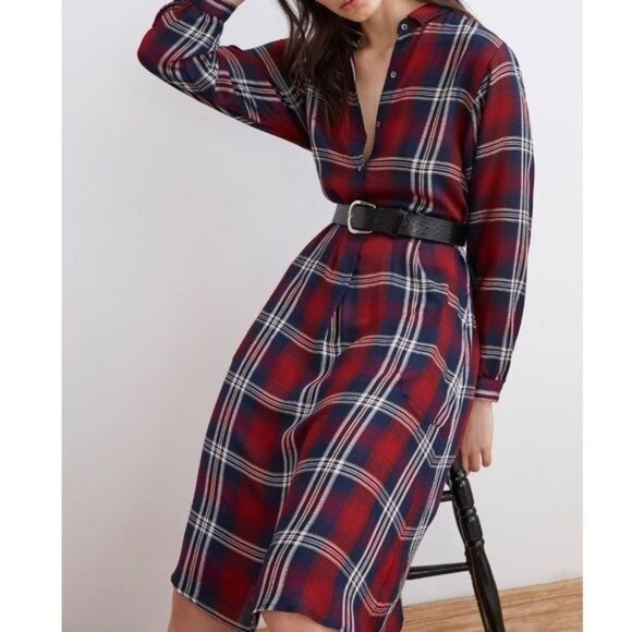 Tilda Plaid Shirt Dress Velvet by Graham & Spencer Women's Size - Picture 1 of 13